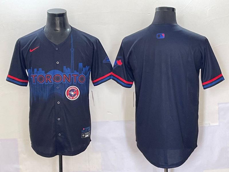Men 2025 Toronto Blue Jays Blank Black Joint Name Nike MLB Jersey style 5